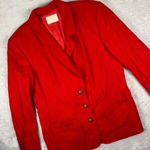 Pendleton Girls Wool Blazer Size 14 Red 100% Virgin Wool USA Button Front Jacket